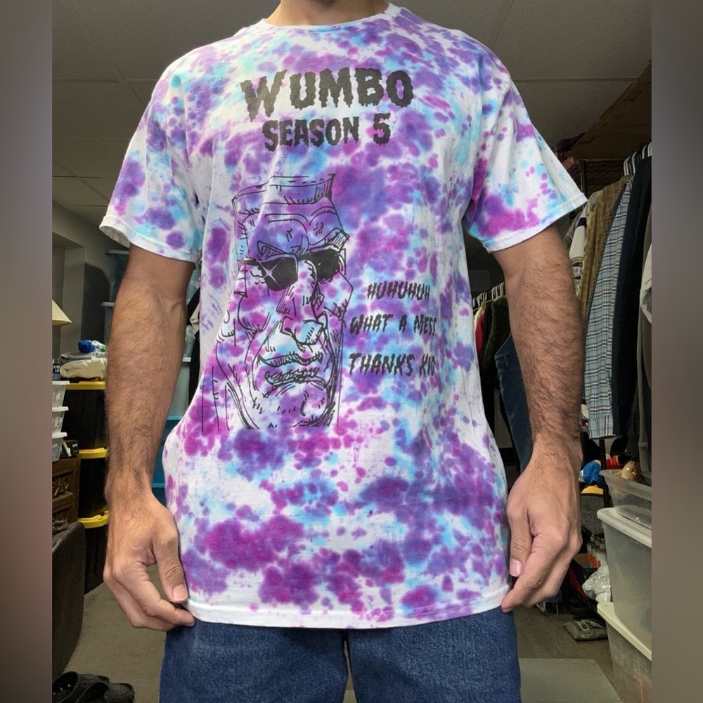 Hanes Authentic T-shirt Size L Tie Dye Wumbo Season 5 What A Mess Thanks Kid